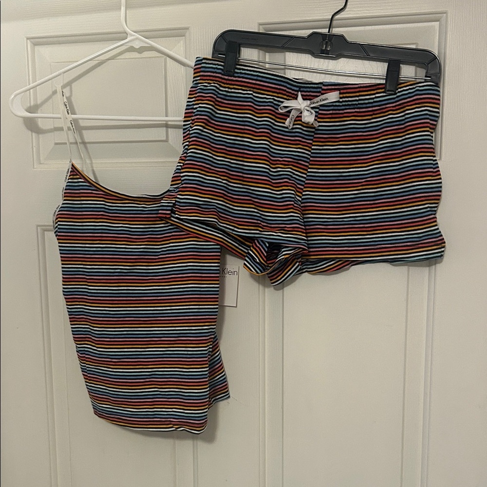 Calvin Klein Colorful Striped Tank and Shorts Set